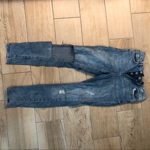 High rise ripped jeans